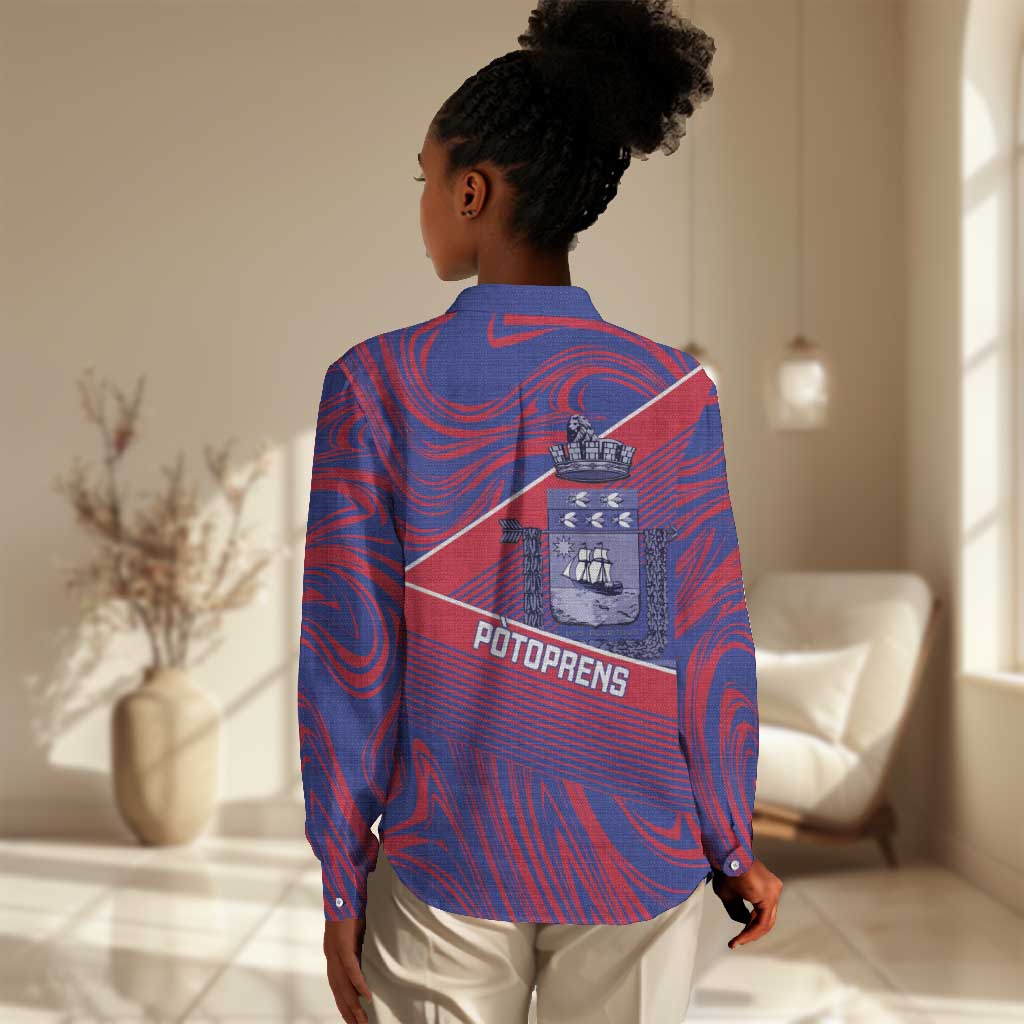 Port-au-Prince Afro-Haitians Women Casual Shirt Ayiti Map Pòtoprens Flag Color - Wonder Print Shop