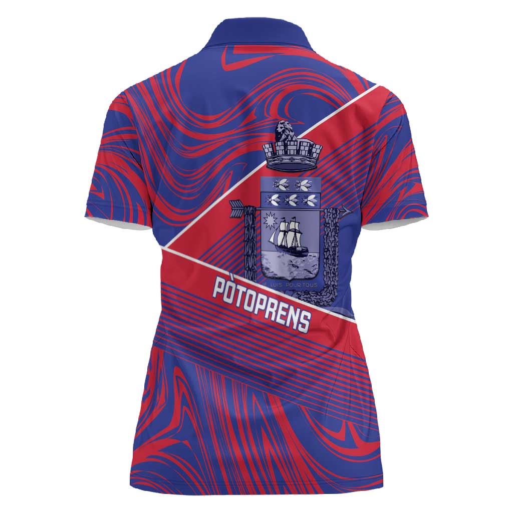 Port-au-Prince Afro-Haitians Women Polo Shirt Ayiti Map Pòtoprens Flag Color LT14