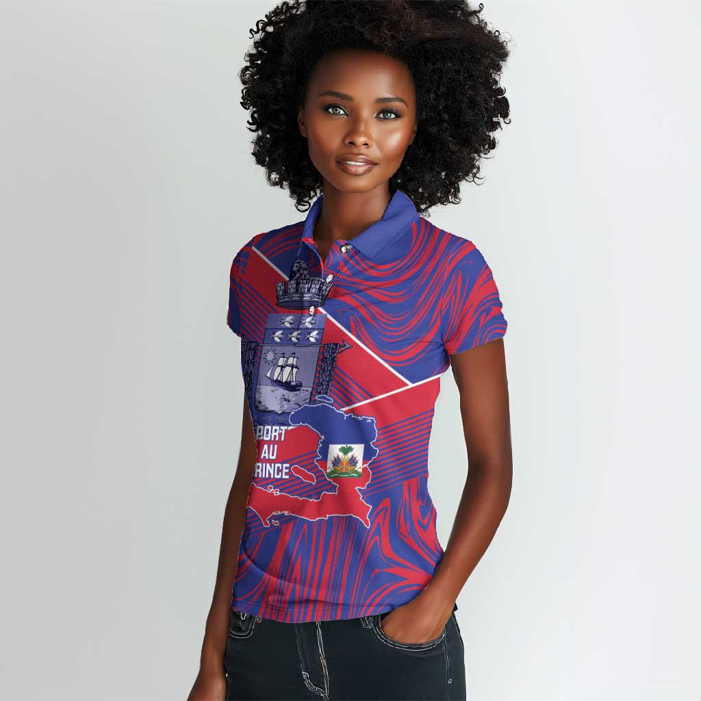 Port-au-Prince Afro-Haitians Women Polo Shirt Ayiti Map Pòtoprens Flag Color LT14