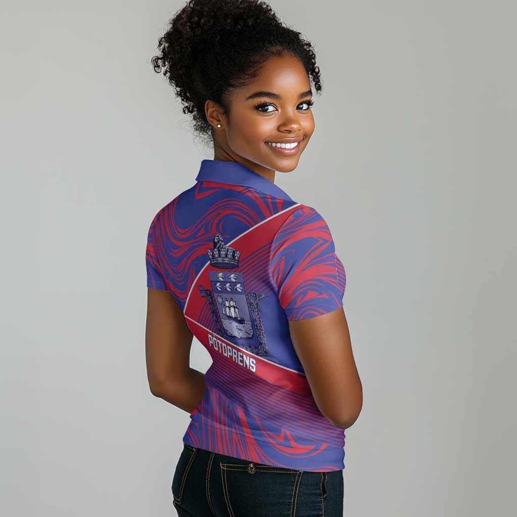 Port-au-Prince Afro-Haitians Women Polo Shirt Ayiti Map Pòtoprens Flag Color LT14