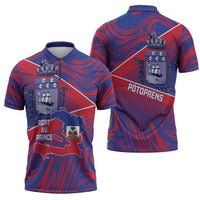 Port-au-Prince Afro-Haitians Zipper Polo Shirt Ayiti Map Pòtoprens Flag Color - Wonder Print Shop