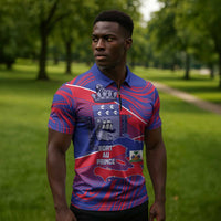 Port-au-Prince Afro-Haitians Zipper Polo Shirt Ayiti Map Pòtoprens Flag Color - Wonder Print Shop