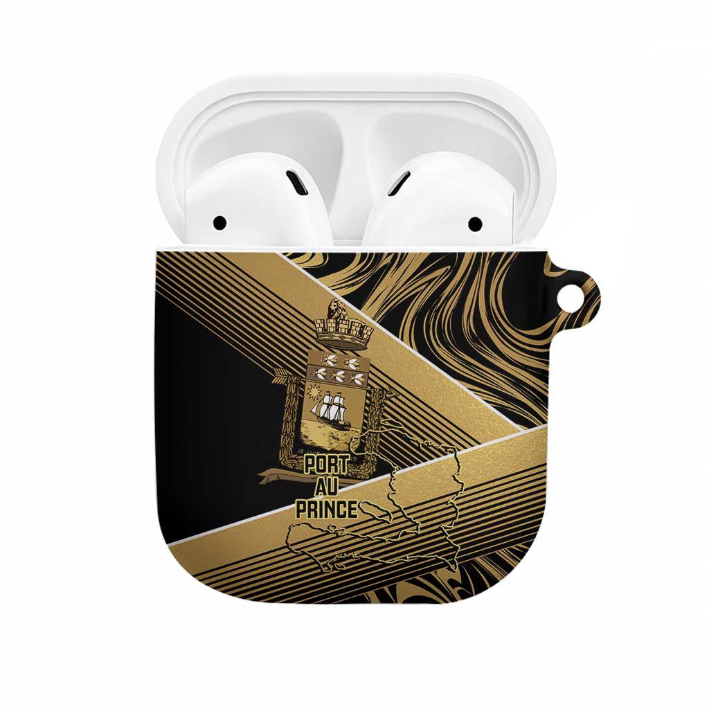 Port-au-Prince Afro-Haitians AirPods Case Ayiti Map Pòtoprens Gold Color - Wonder Print Shop