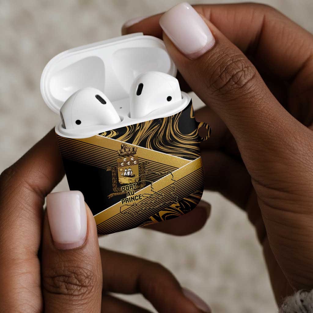 Port-au-Prince Afro-Haitians AirPods Case Ayiti Map Pòtoprens Gold Color - Wonder Print Shop