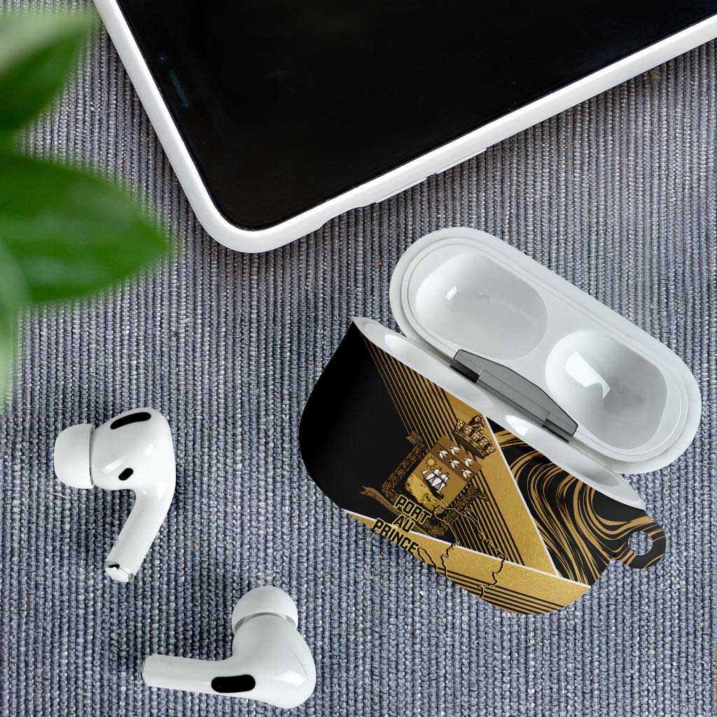 Port-au-Prince Afro-Haitians AirPods Case Ayiti Map Pòtoprens Gold Color - Wonder Print Shop