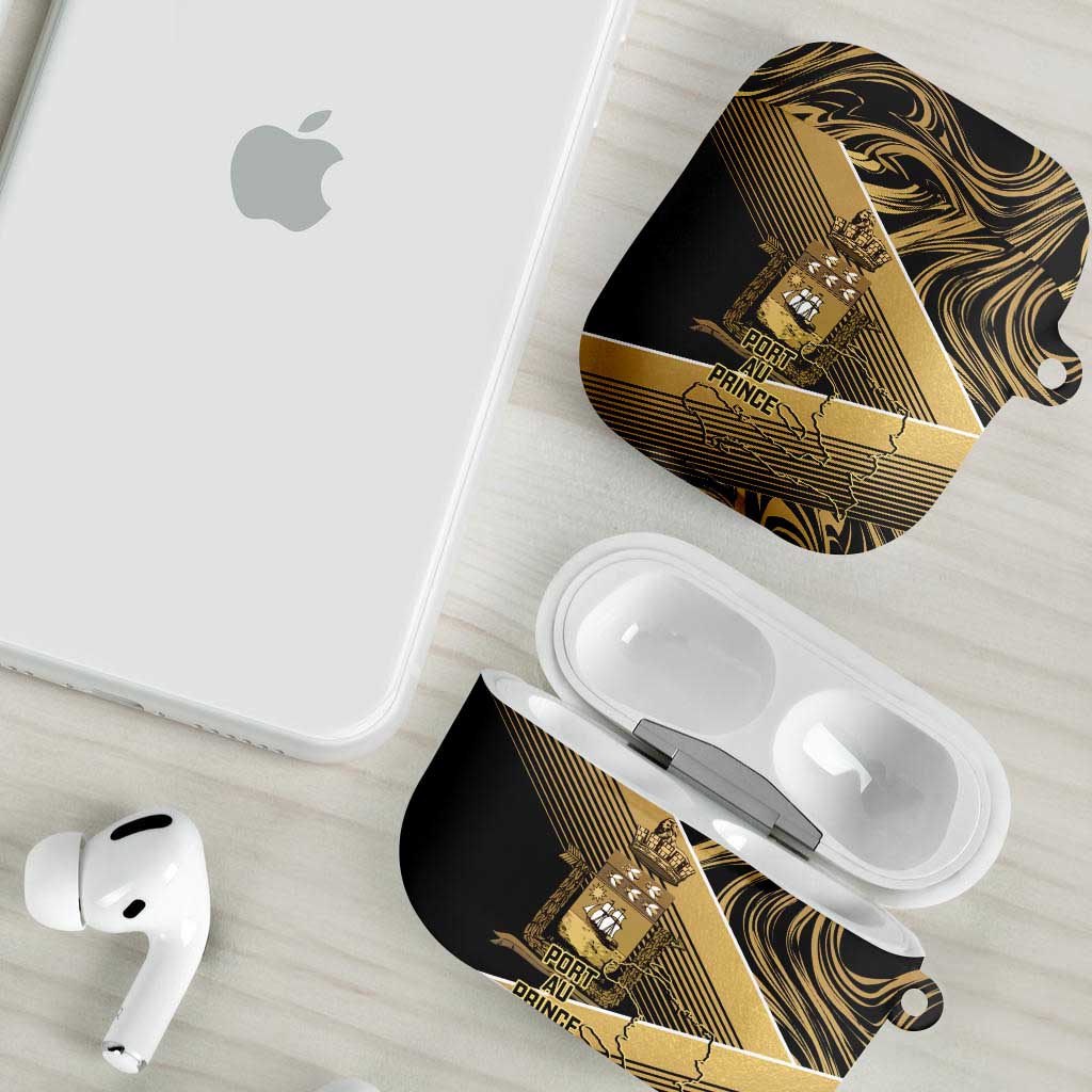Port-au-Prince Afro-Haitians AirPods Case Ayiti Map Pòtoprens Gold Color - Wonder Print Shop