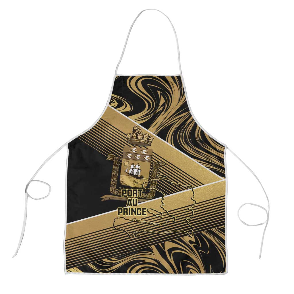 Port-au-Prince Afro-Haitians Apron Ayiti Map Pòtoprens Gold Color - Wonder Print Shop