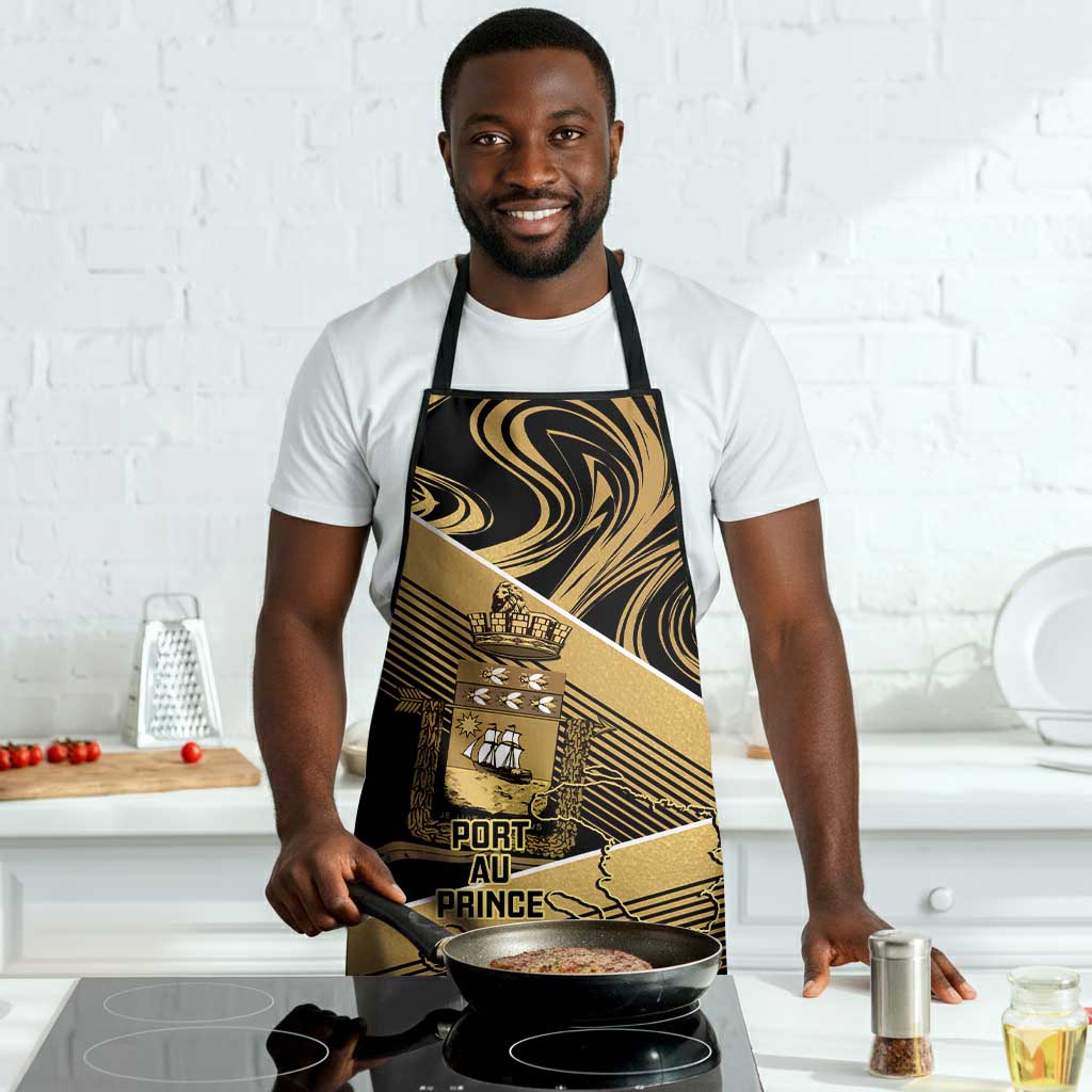 Port-au-Prince Afro-Haitians Apron Ayiti Map Pòtoprens Gold Color - Wonder Print Shop