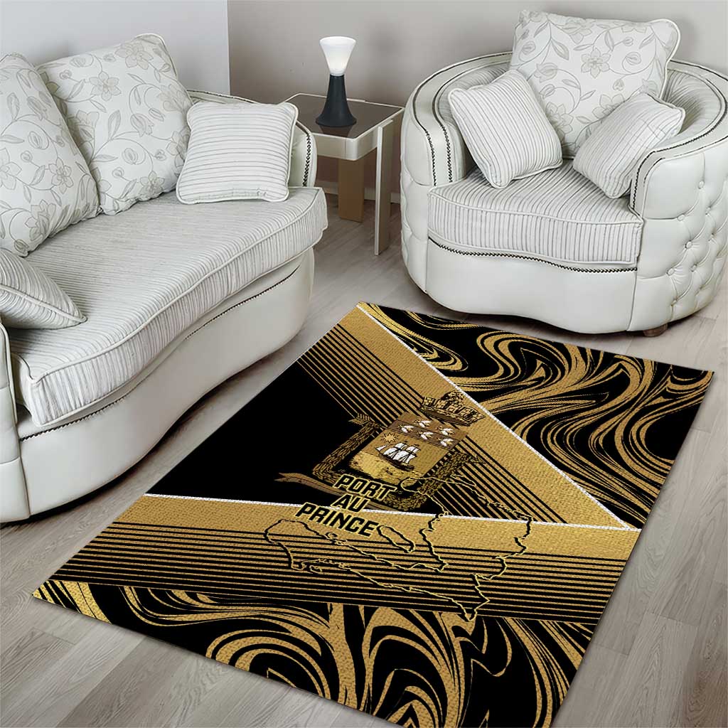 Port-au-Prince Afro-Haitians Area Rug Ayiti Map Pòtoprens Gold Color - Wonder Print Shop