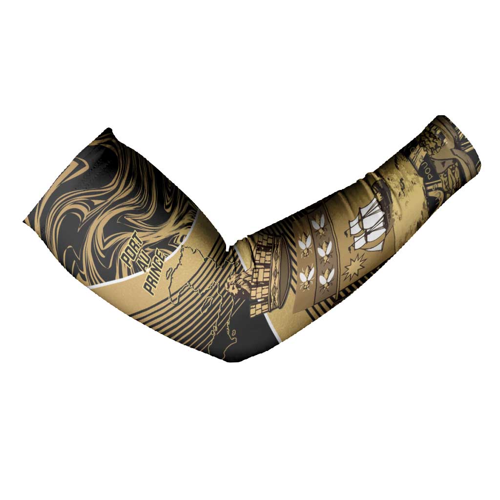 Port-au-Prince Afro-Haitians Arm Sleeves Ayiti Map Pòtoprens Gold Color - Wonder Print Shop
