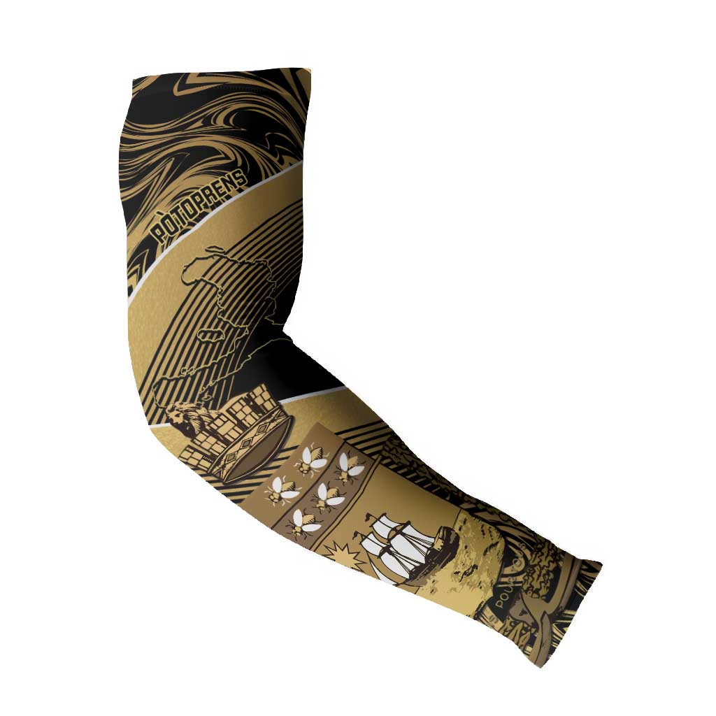Port-au-Prince Afro-Haitians Arm Sleeves Ayiti Map Pòtoprens Gold Color - Wonder Print Shop