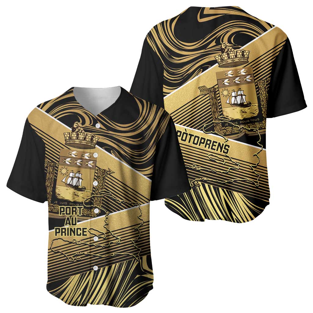 Port-au-Prince Afro-Haitians Baseball Jersey Ayiti Map Pòtoprens Gold Color LT14