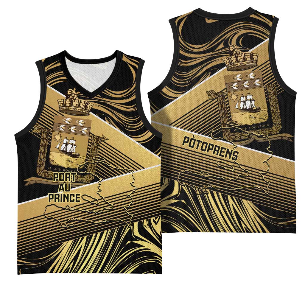 Port-au-Prince Afro-Haitians Basketball Jersey Ayiti Map Pòtoprens Gold Color - Wonder Print Shop