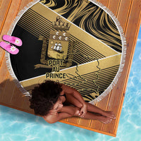 Port-au-Prince Afro-Haitians Beach Blanket Ayiti Map Pòtoprens Gold Color - Wonder Print Shop