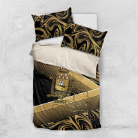 Port-au-Prince Afro-Haitians Bedding Set Ayiti Map Pòtoprens Gold Color - Wonder Print Shop