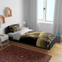 Port-au-Prince Afro-Haitians Bedding Set Ayiti Map Pòtoprens Gold Color - Wonder Print Shop