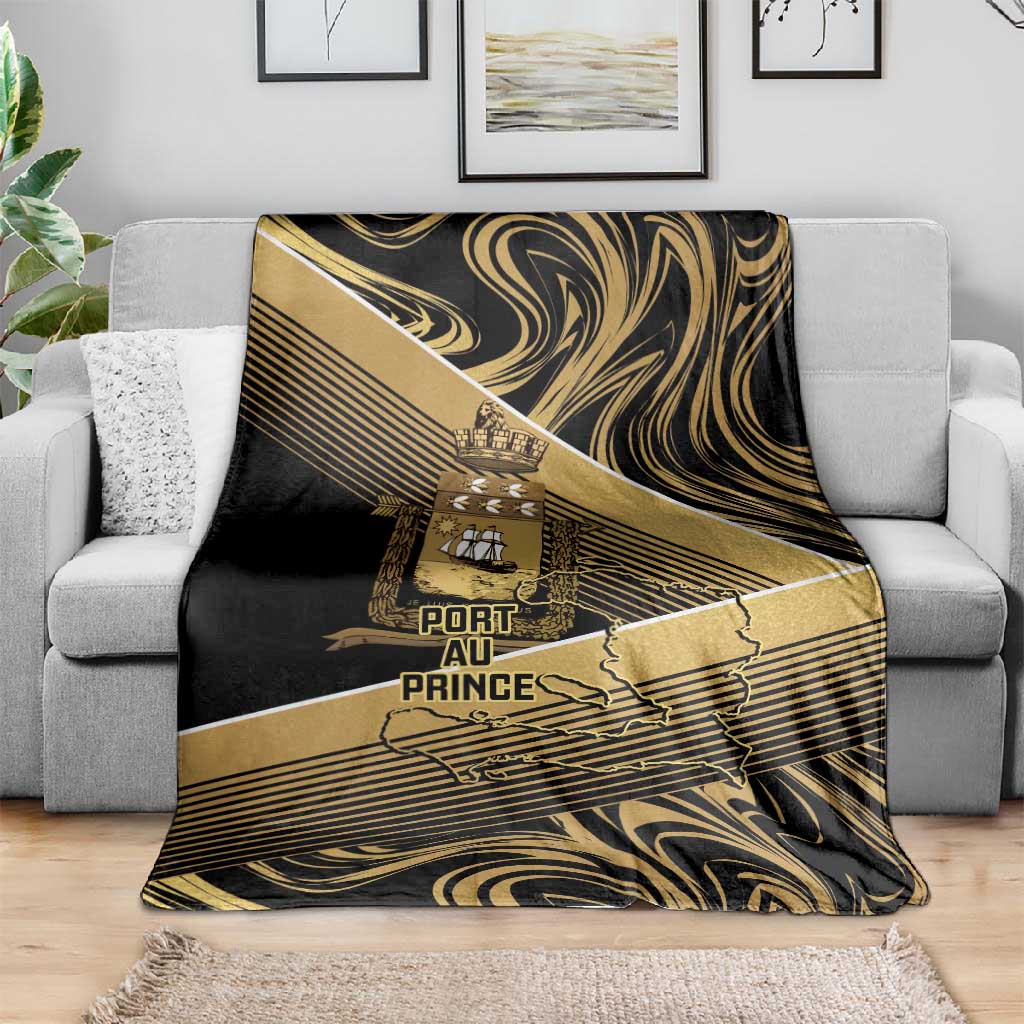 Port-au-Prince Afro-Haitians Blanket Ayiti Map Pòtoprens Gold Color - Wonder Print Shop