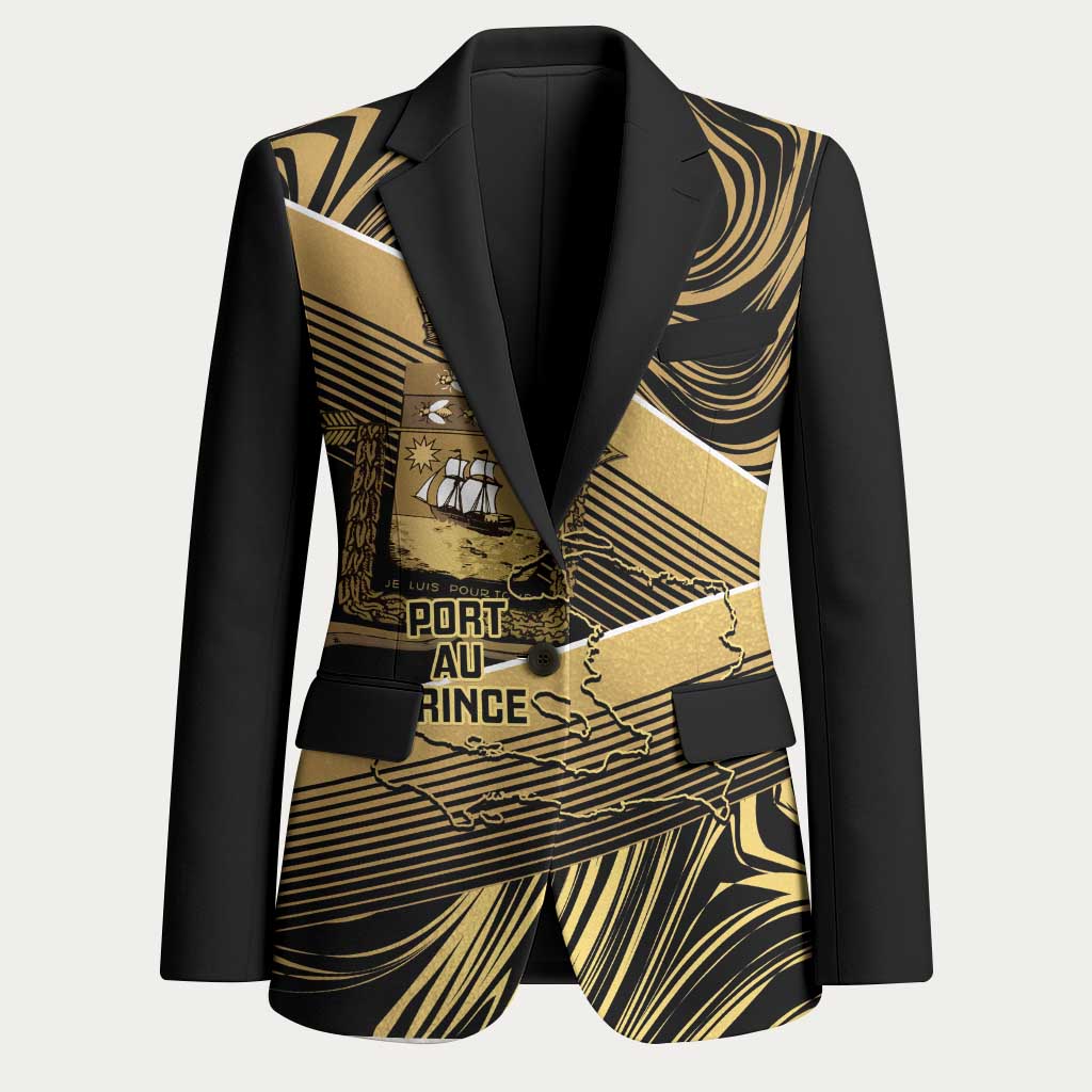 Port-au-Prince Afro-Haitians Blazer Ayiti Map Pòtoprens Gold Color - Wonder Print Shop