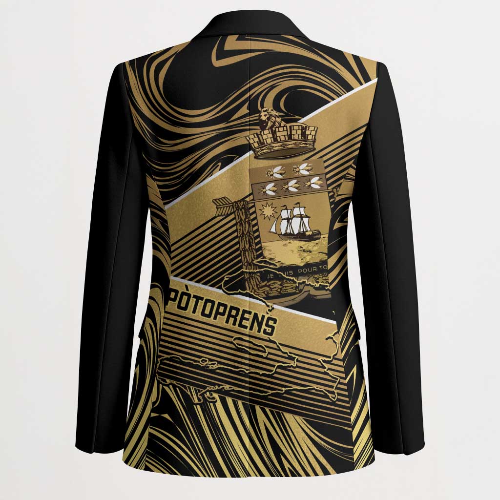 Port-au-Prince Afro-Haitians Blazer Ayiti Map Pòtoprens Gold Color - Wonder Print Shop