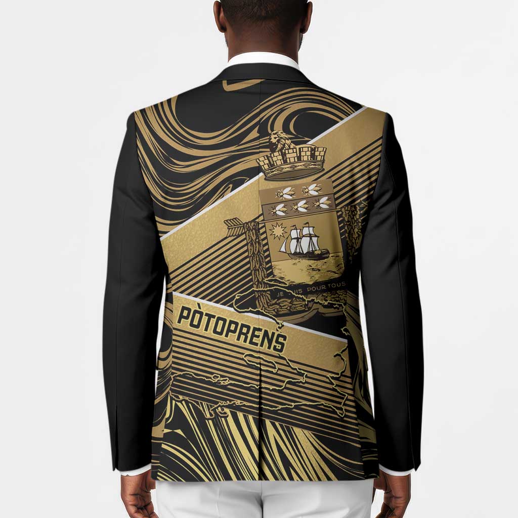 Port-au-Prince Afro-Haitians Blazer Ayiti Map Pòtoprens Gold Color - Wonder Print Shop
