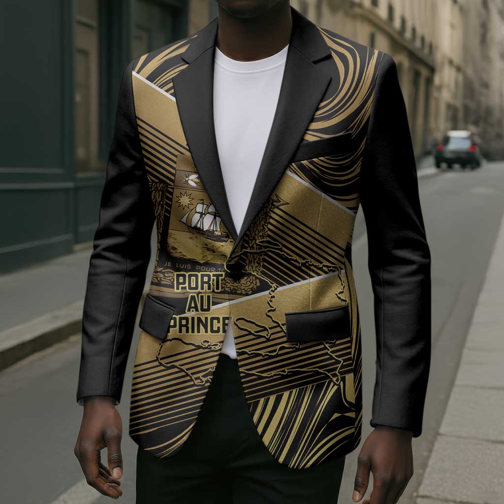 Port-au-Prince Afro-Haitians Blazer Ayiti Map Pòtoprens Gold Color - Wonder Print Shop