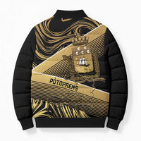 Port-au-Prince Afro-Haitians Bomber Puffer Jacket Ayiti Map Pòtoprens Gold Color - Wonder Print Shop