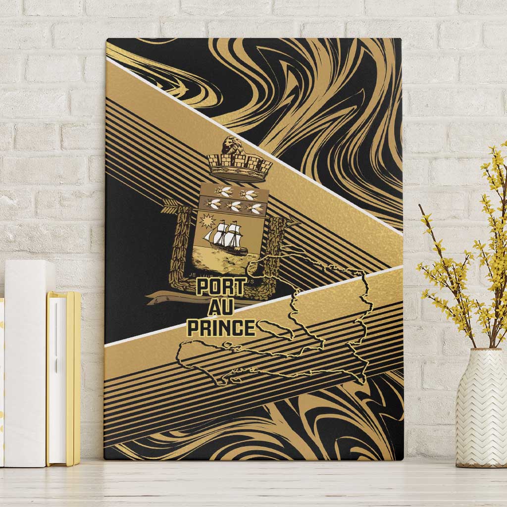 Port-au-Prince Afro-Haitians Canvas Wall Art Ayiti Map Pòtoprens Gold Color - Wonder Print Shop