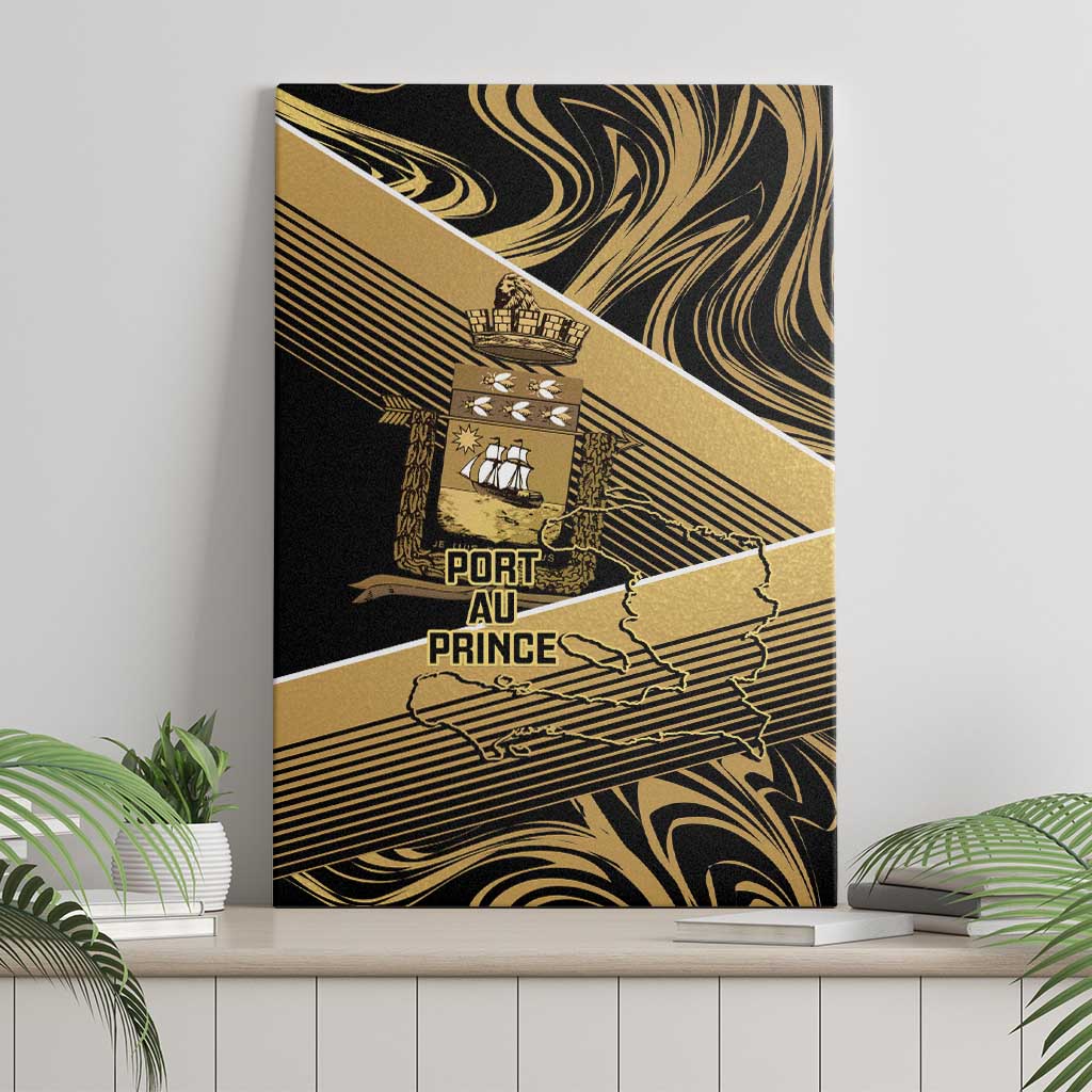 Port-au-Prince Afro-Haitians Canvas Wall Art Ayiti Map Pòtoprens Gold Color - Wonder Print Shop