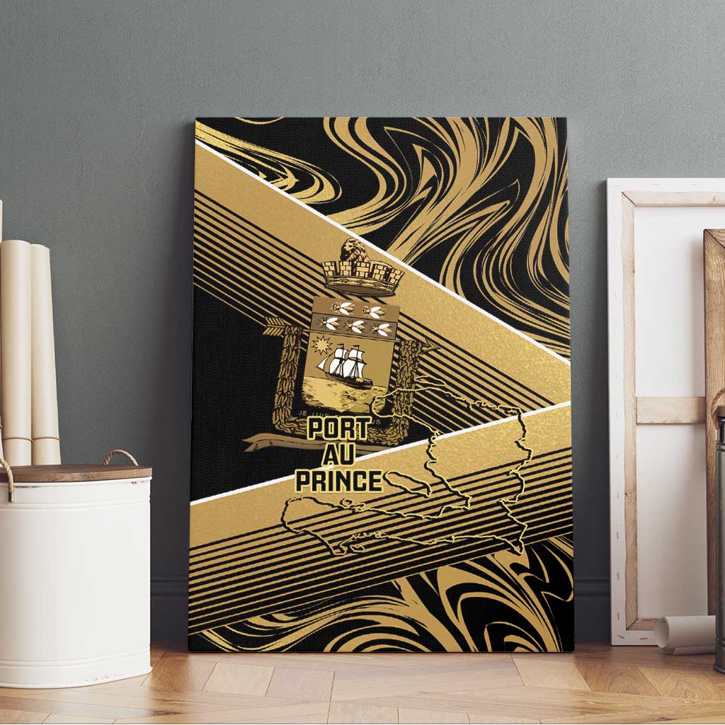 Port-au-Prince Afro-Haitians Canvas Wall Art Ayiti Map Pòtoprens Gold Color - Wonder Print Shop