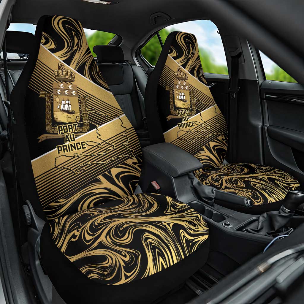 Port-au-Prince Afro-Haitians Car Seat Cover Ayiti Map Pòtoprens Gold Color - Wonder Print Shop