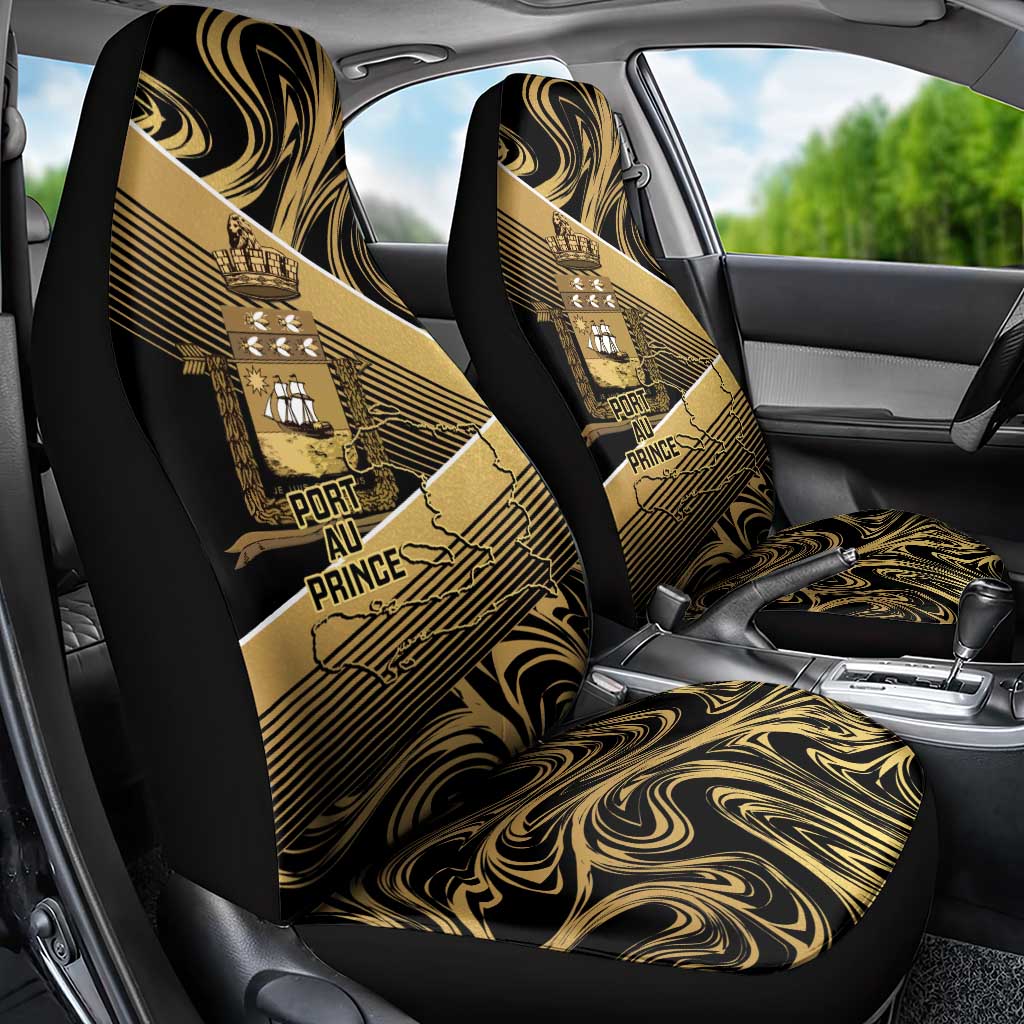 Port-au-Prince Afro-Haitians Car Seat Cover Ayiti Map Pòtoprens Gold Color - Wonder Print Shop