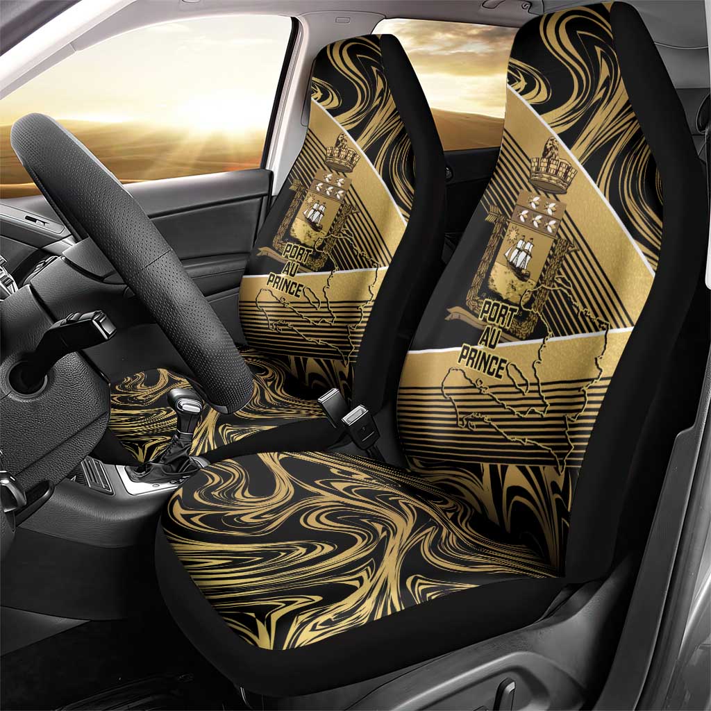 Port-au-Prince Afro-Haitians Car Seat Cover Ayiti Map Pòtoprens Gold Color - Wonder Print Shop