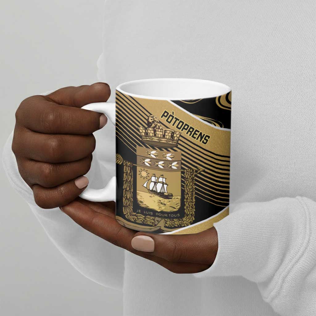 Port-au-Prince Afro-Haitians Ceramic Mug Ayiti Map Pòtoprens Gold Color - Wonder Print Shop