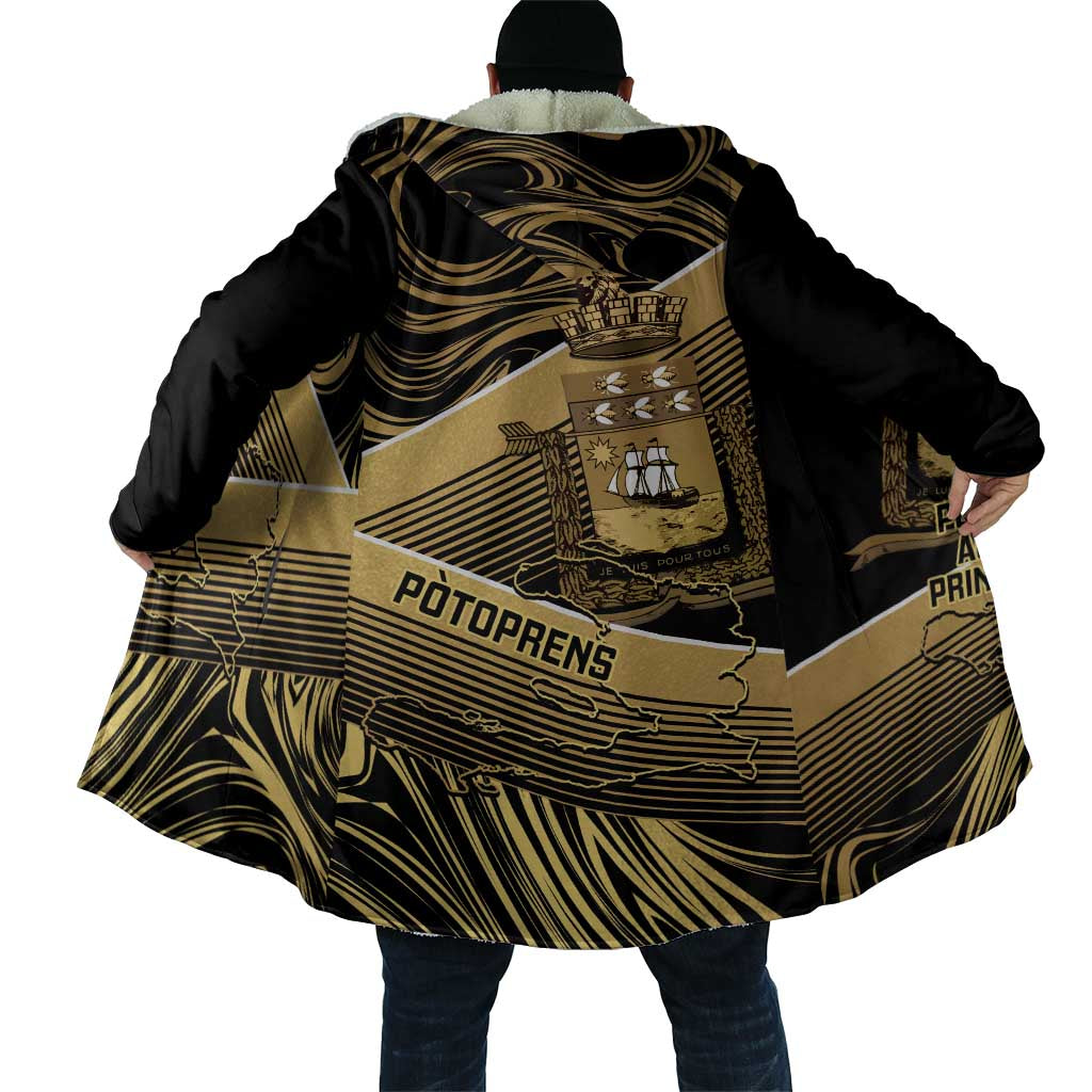Port-au-Prince Afro-Haitians Cloak Ayiti Map Pòtoprens Gold Color - Wonder Print Shop