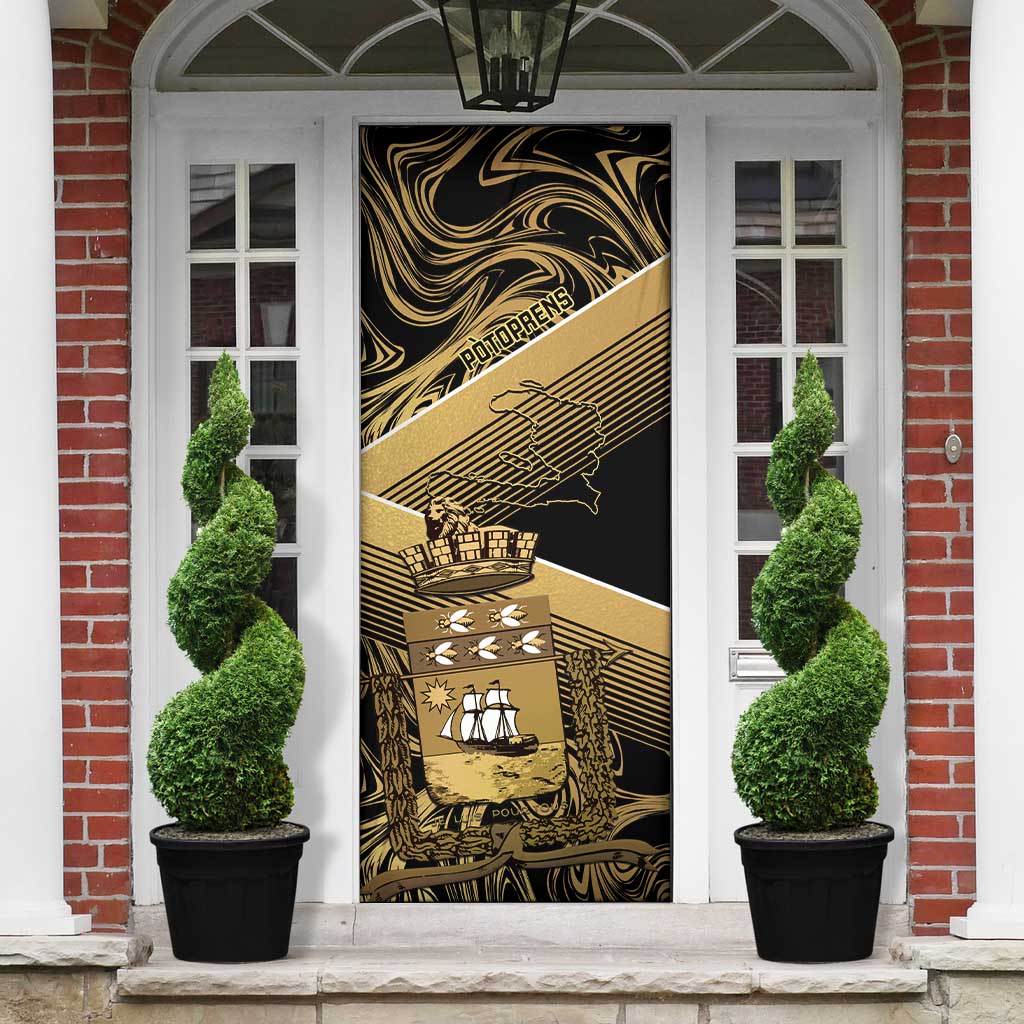 Port-au-Prince Afro-Haitians Door Cover Ayiti Map Pòtoprens Gold Color - Wonder Print Shop