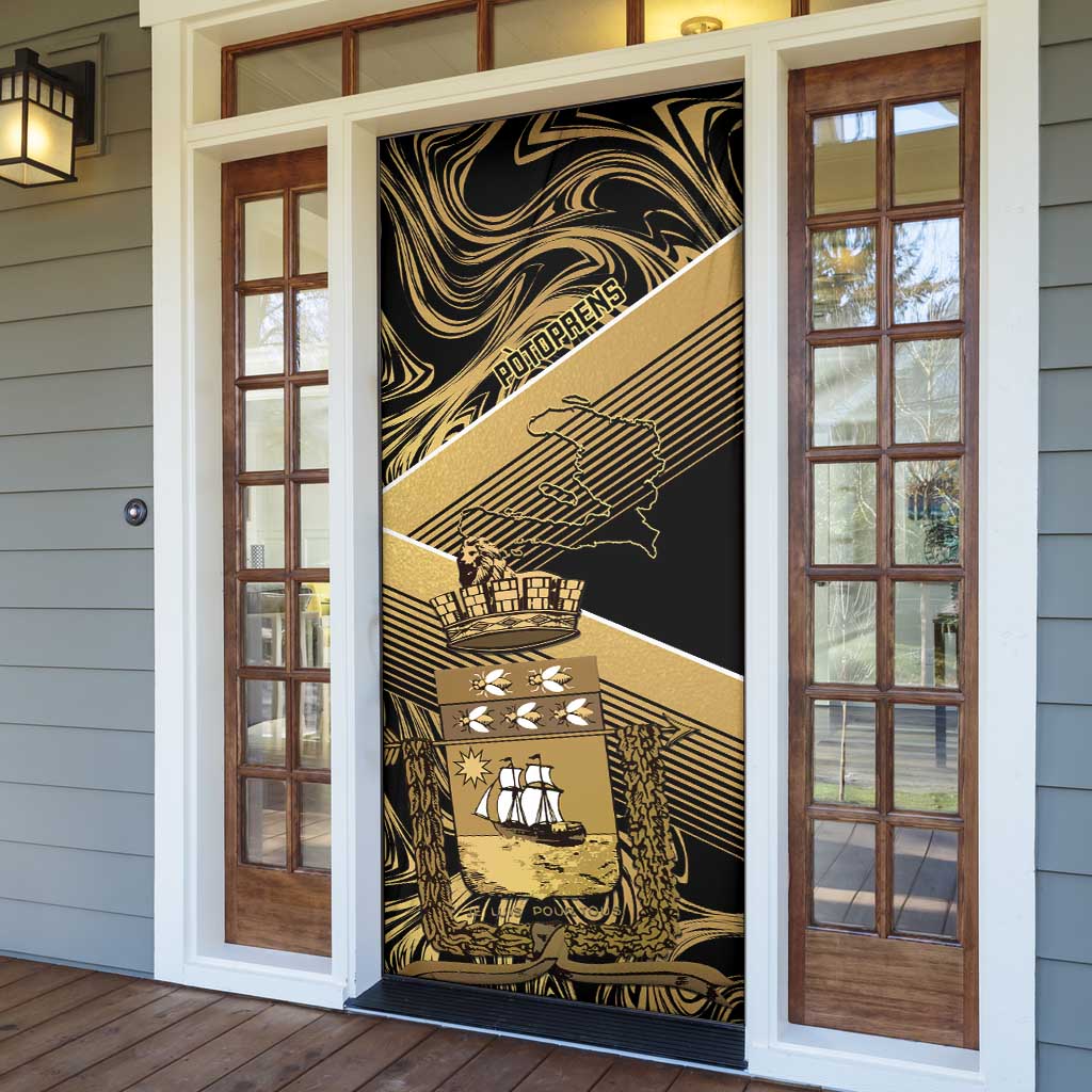 Port-au-Prince Afro-Haitians Door Cover Ayiti Map Pòtoprens Gold Color - Wonder Print Shop