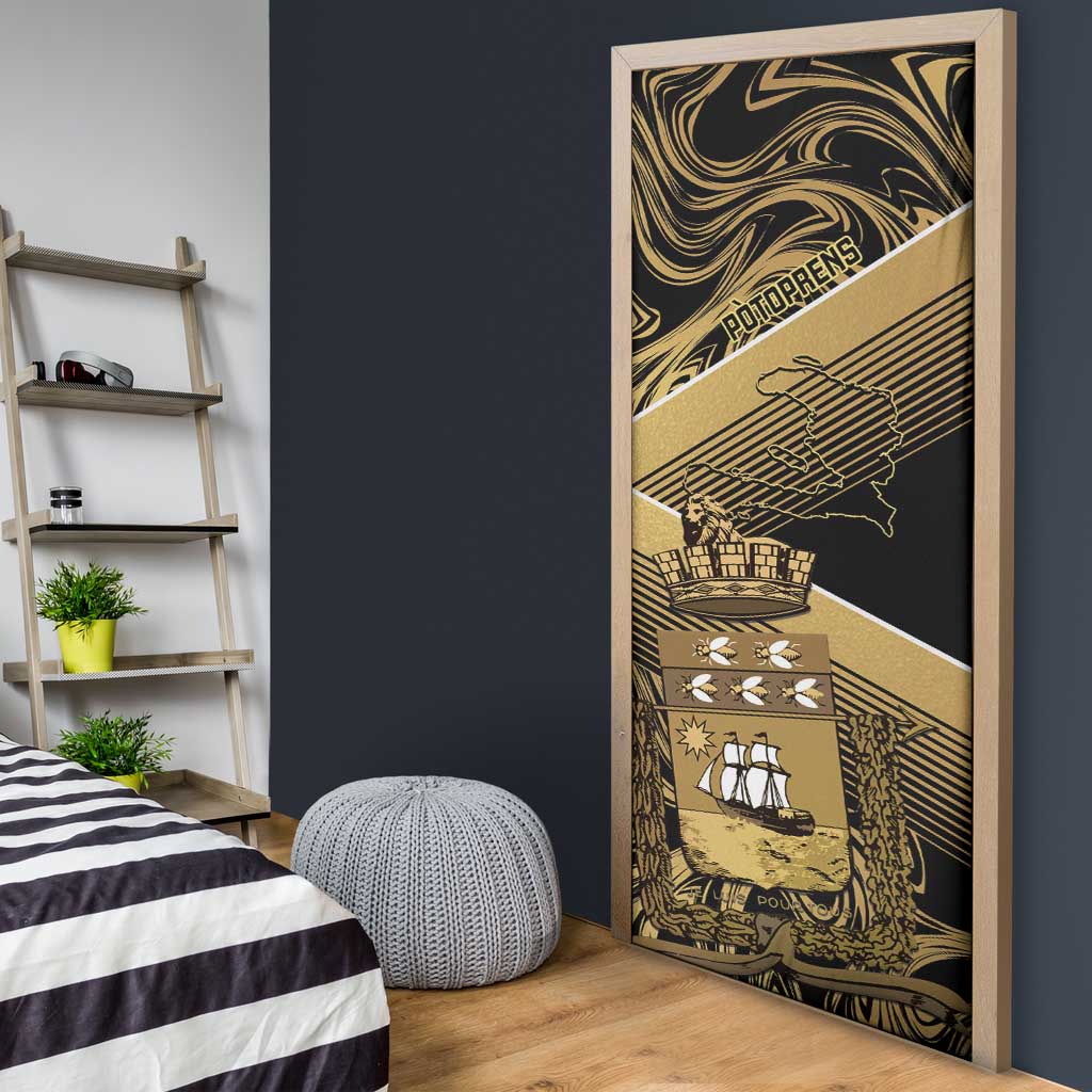 Port-au-Prince Afro-Haitians Door Cover Ayiti Map Pòtoprens Gold Color - Wonder Print Shop