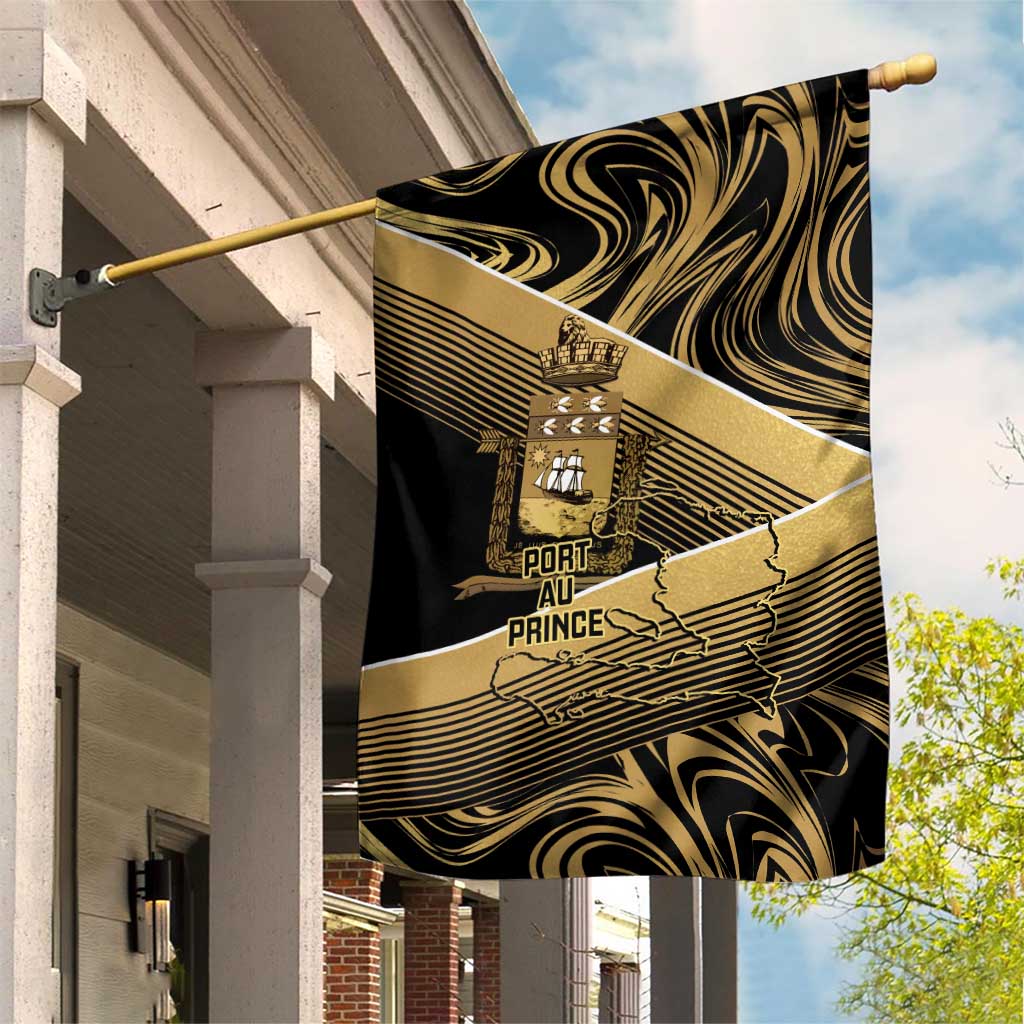 Port-au-Prince Afro-Haitians Garden Flag Ayiti Map Pòtoprens Gold Color - Wonder Print Shop