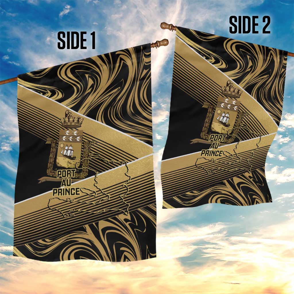 Port-au-Prince Afro-Haitians Garden Flag Ayiti Map Pòtoprens Gold Color - Wonder Print Shop