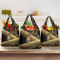 Port-au-Prince Afro-Haitians Grocery Bag Ayiti Map Pòtoprens Gold Color - Wonder Print Shop