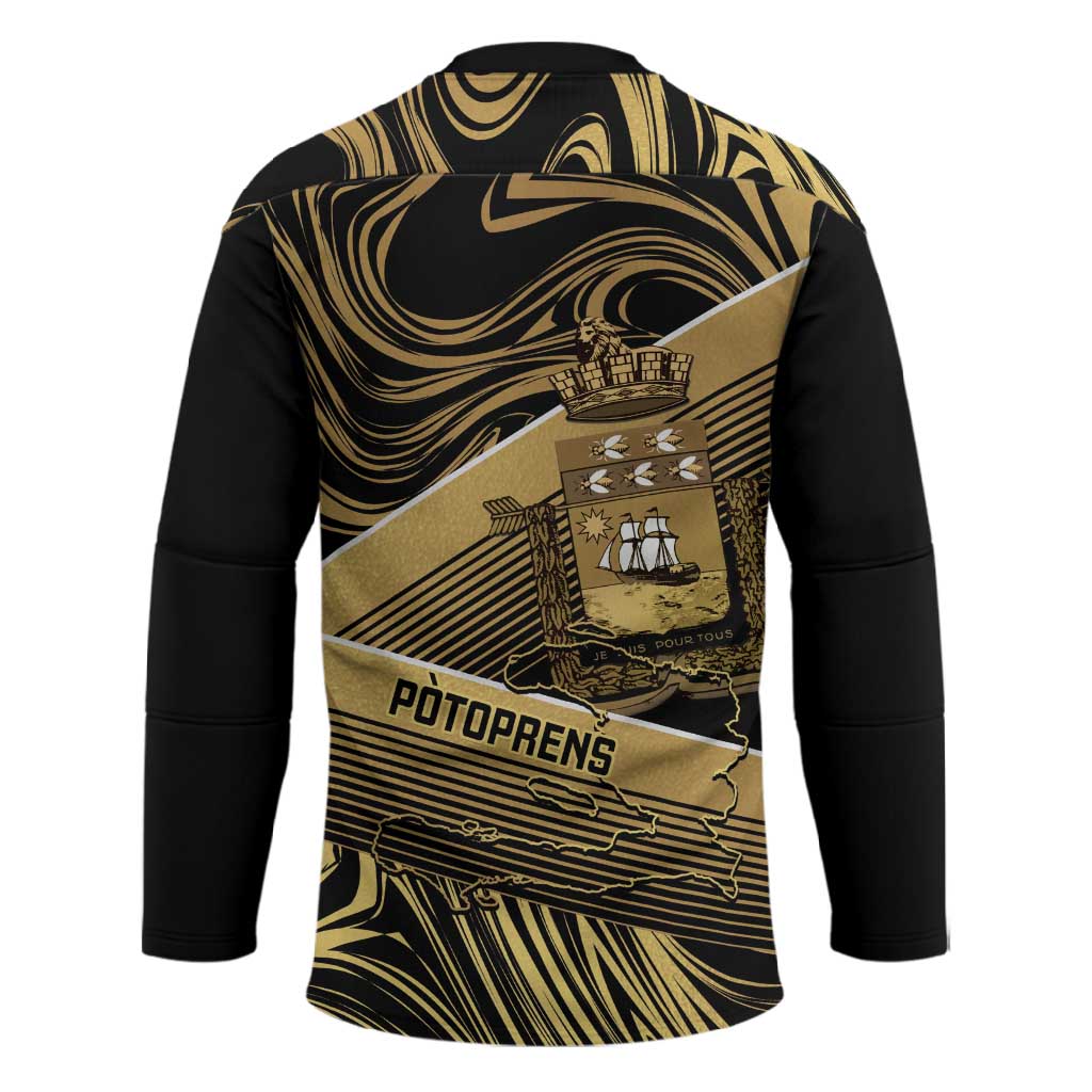 Port-au-Prince Afro-Haitians Hockey Jersey Ayiti Map Pòtoprens Gold Color - Wonder Print Shop