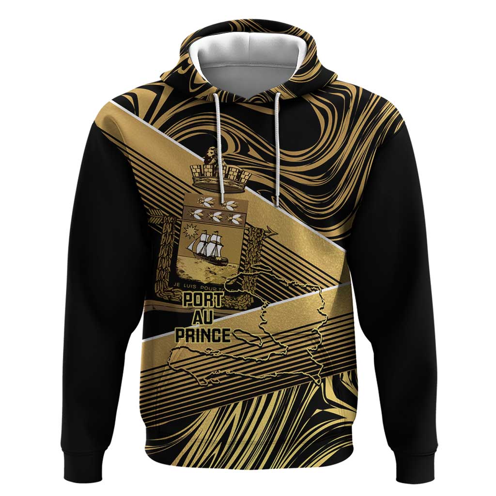 Port-au-Prince Afro-Haitians Hoodie Ayiti Map Pòtoprens Gold Color - Wonder Print Shop