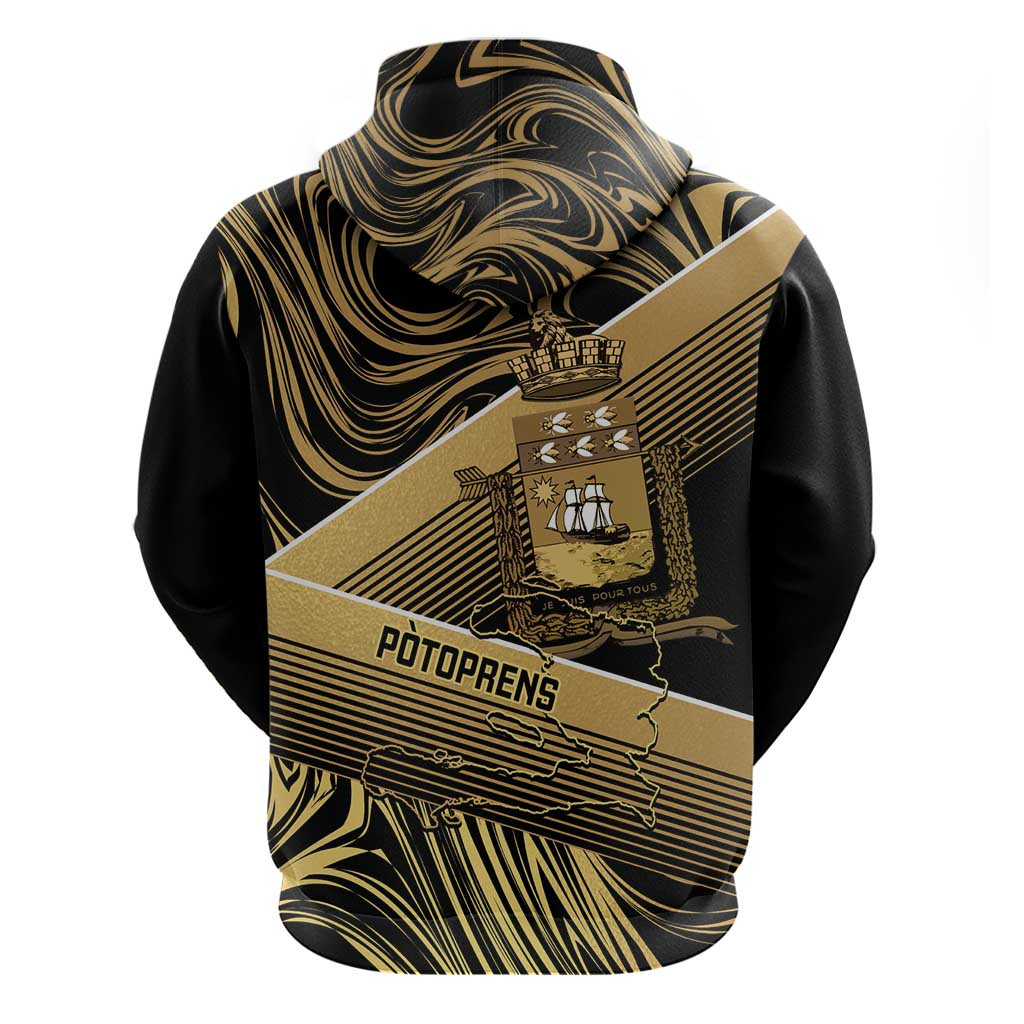 Port-au-Prince Afro-Haitians Hoodie Ayiti Map Pòtoprens Gold Color - Wonder Print Shop