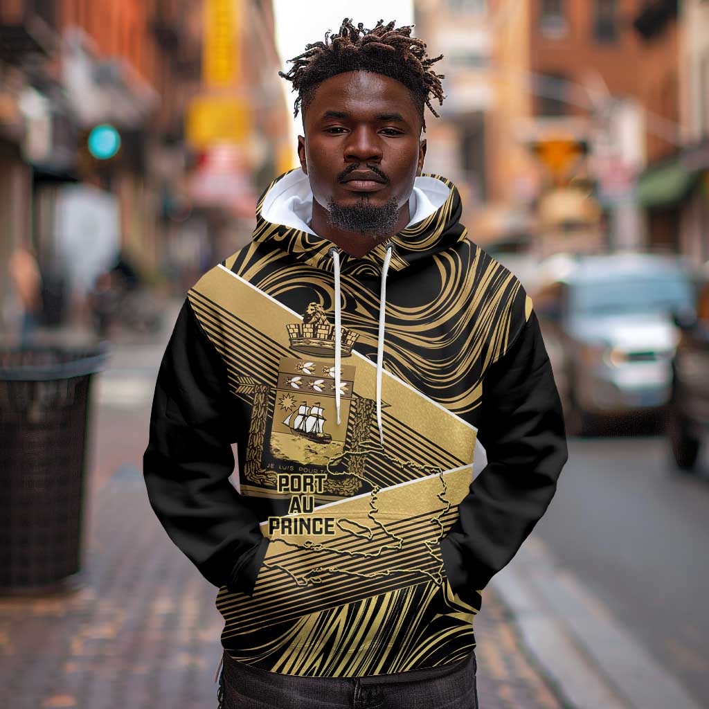 Port-au-Prince Afro-Haitians Hoodie Ayiti Map Pòtoprens Gold Color - Wonder Print Shop