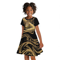 Port-au-Prince Afro-Haitians Kid Short Sleeve Dress Ayiti Map Pòtoprens Gold Color LT14