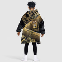 Port-au-Prince Afro-Haitians Kid Wearable Blanket Hoodie Ayiti Map Pòtoprens Gold Color - Wonder Print Shop
