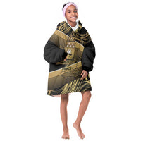 Port-au-Prince Afro-Haitians Kid Wearable Blanket Hoodie Ayiti Map Pòtoprens Gold Color - Wonder Print Shop