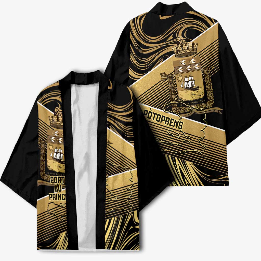 Port-au-Prince Afro-Haitians Kimono Ayiti Map Pòtoprens Gold Color - Wonder Print Shop