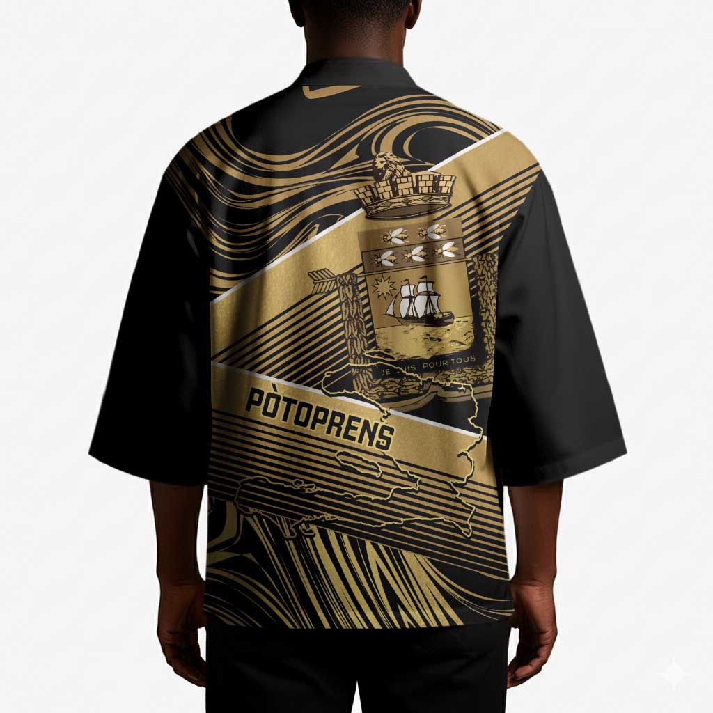 Port-au-Prince Afro-Haitians Kimono Ayiti Map Pòtoprens Gold Color - Wonder Print Shop