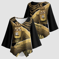 Port-au-Prince Afro-Haitians Kimono Sleeve Blouse Ayiti Map Pòtoprens Gold Color - Wonder Print Shop